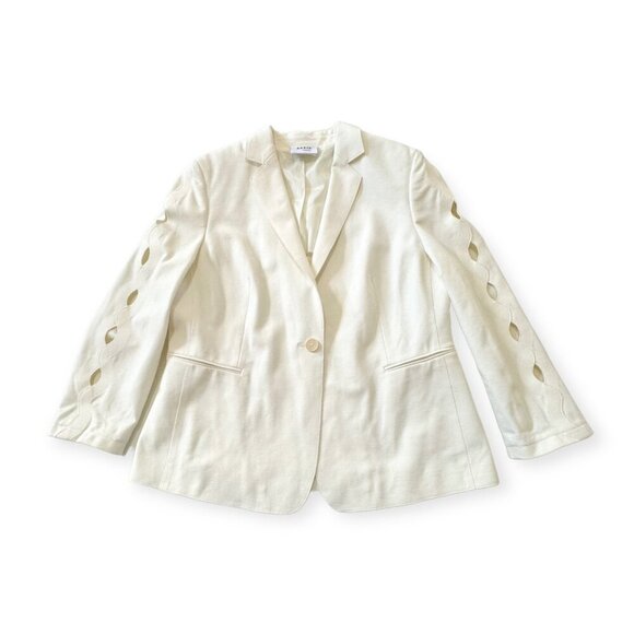 Akris Punto Scalloped Sleeve Blazer,  White/Ivory, Size‎ 12 - Picture 5 of 16